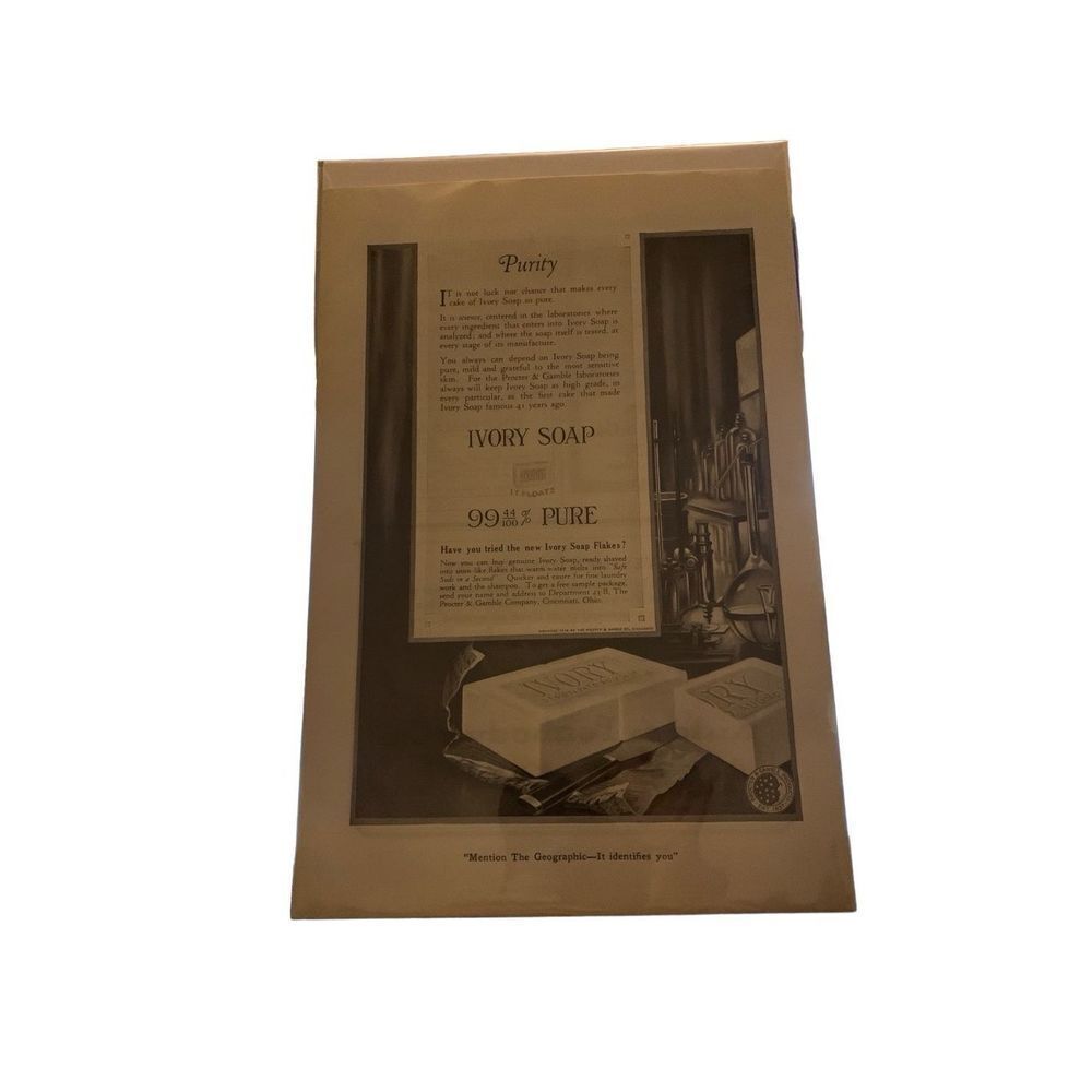 Vintage 1920 IVORY SOAP Purity Black & White Print Advertisement AD